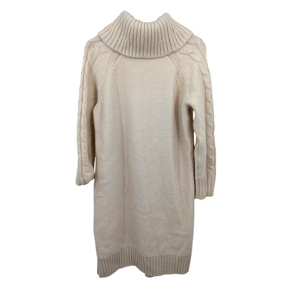 NWT Banana Republic Sweater Dress Sz L Ivory Cable Knit Fisherman Wool Blend - Picture 2 of 4